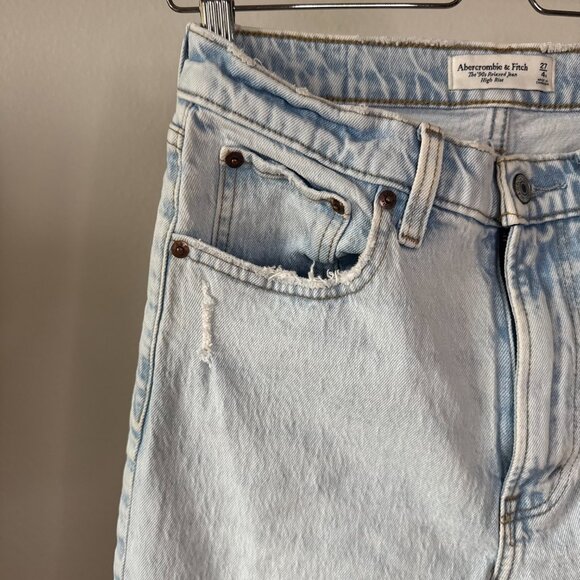Abercrombie & Fitch 90s Mid Rise Straight Jeans | Light Wash Thick Denim 27 / 4R - Picture 7 of 12